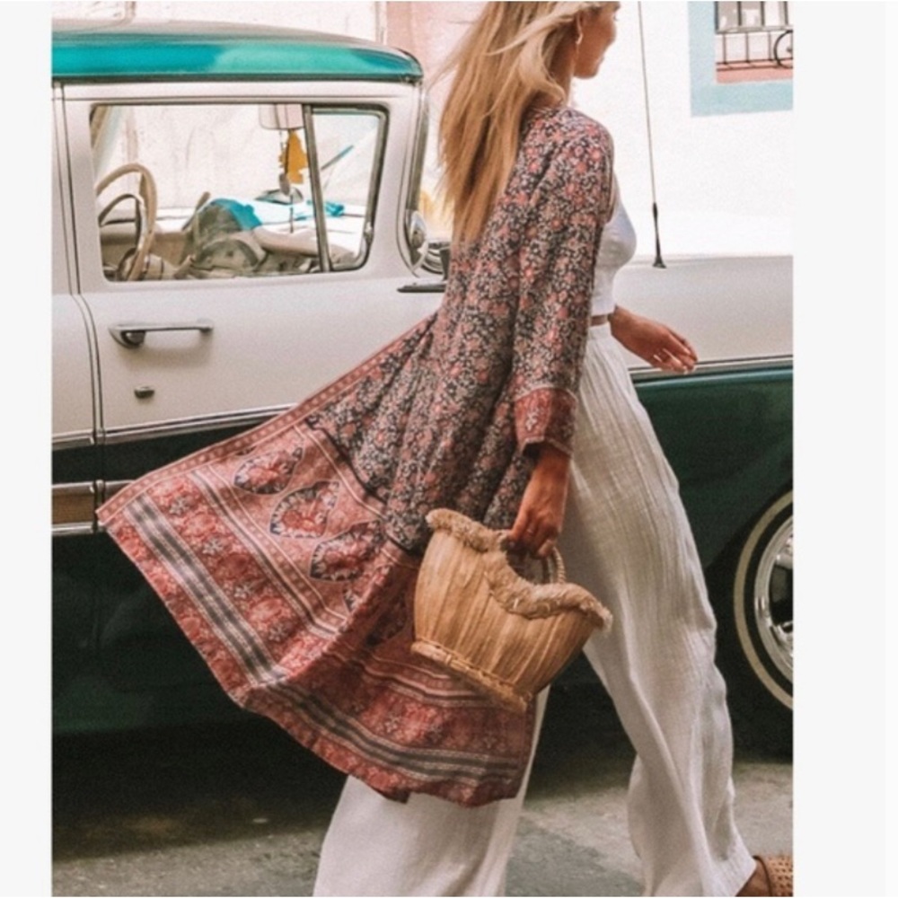 Spell & The Gypsy Collective Jasmine Duster Kimono Boho Floral Maxi Cardigan OS
